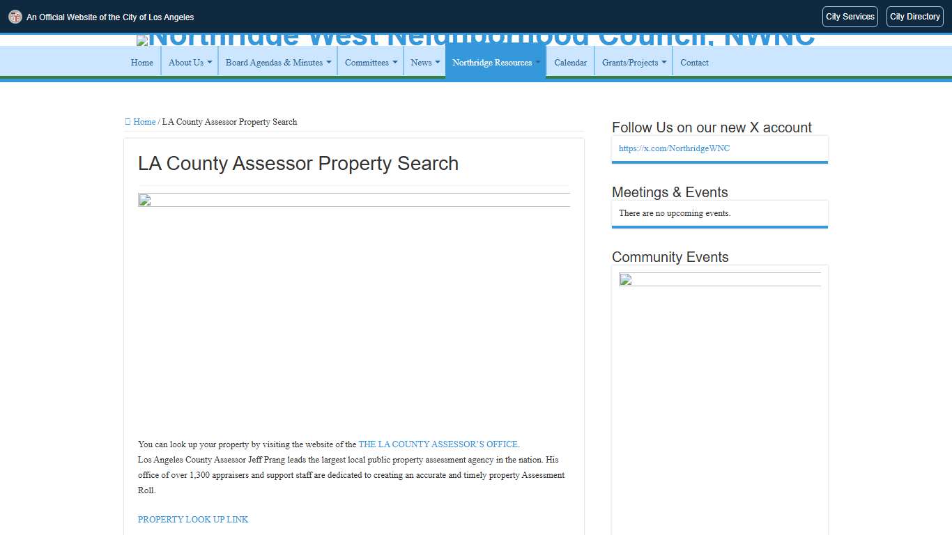LA County Assessor Property Search – Northridge West Neighborhood Council, NWNC